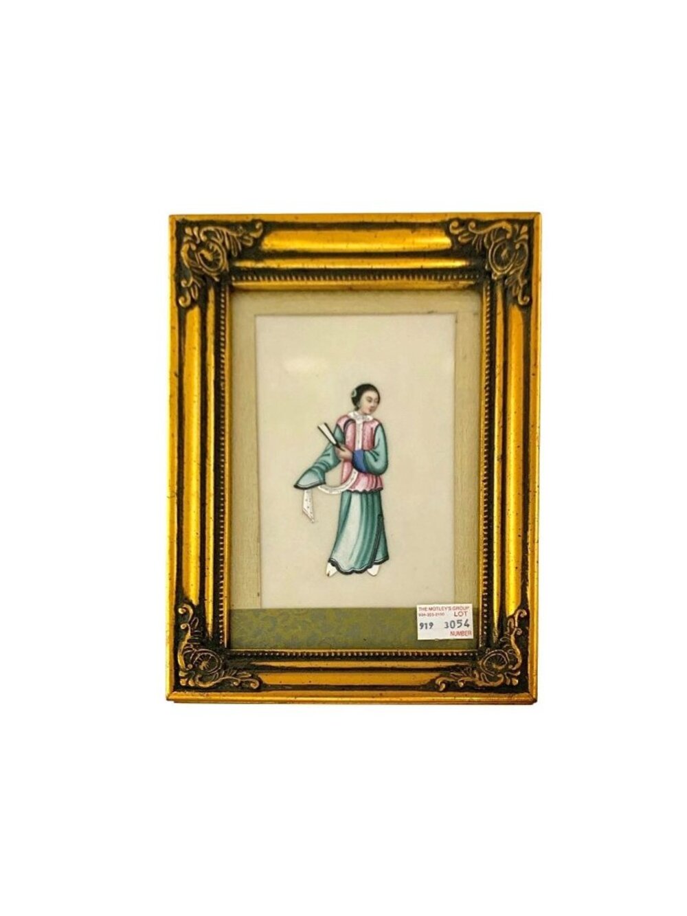 Antique 19th C Chinese Pith Painting Female Figure Elegant Lady Folk Art Decor